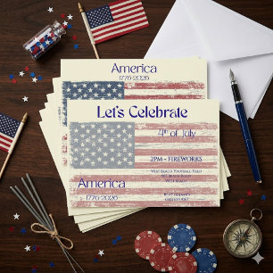 Patriotic America 1776 - 2026 Flag Celebration  Invitation