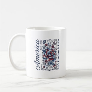 Patriotic America Floral Vintage Shirt Design_1 Coffee Mug