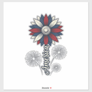 Patriotic America Flower Fireworks Vector Design_1