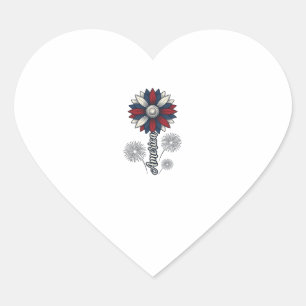 Patriotic America Flower Fireworks Vector Design_1 Heart Sticker