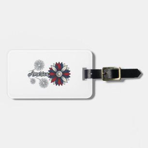 Patriotic America Flower Fireworks Vector Design_1 Luggage Tag