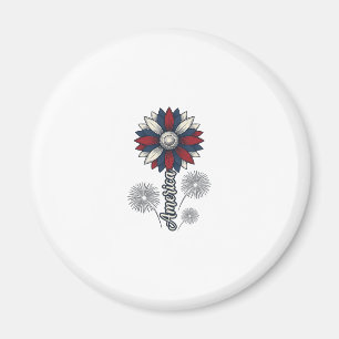 Patriotic America Flower Fireworks Vector Design_1 Magnet
