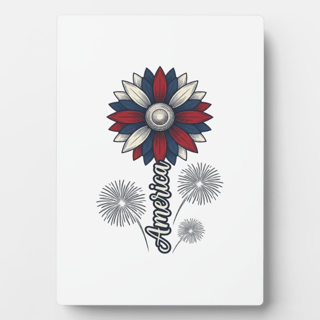 Patriotic America Flower Fireworks Vector Design_1 Plaque (Front)