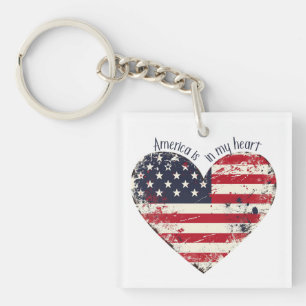 Patriotic America is in my heart Keychain
