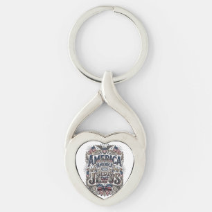 Patriotic America Needs Jesus Vintage T-Shirt Keychain