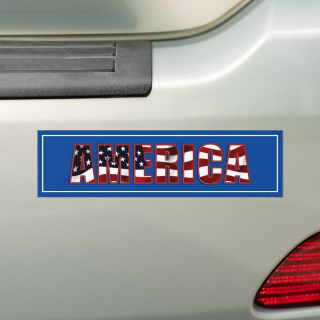 Patriotic America Red White and Blue Bumper Sticker (On Car)