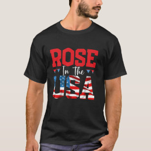 Patriotic America Rose In The USA Flag 4th Of July T-Shirt