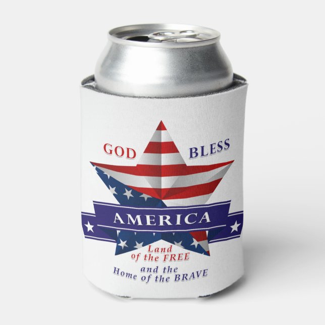 Patriotic America Star Design (v3) Can Cooler (Can Front)