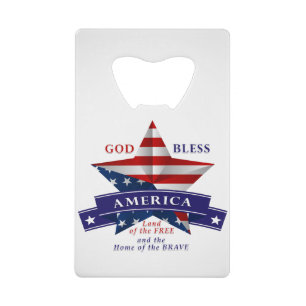 Patriotic America Star Design (v3) Credit Card Bottle Opener