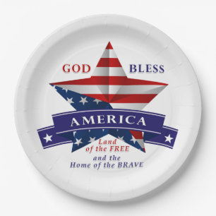 Patriotic America Star Design (v3) Paper Plate