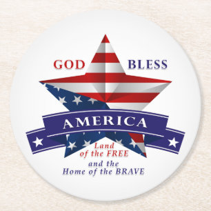 Patriotic America Star V3 Round Paper Coaster