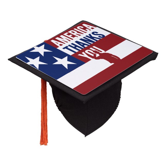 PATRIOTIC America Thanks You  Graduation Cap Topper (Angled)