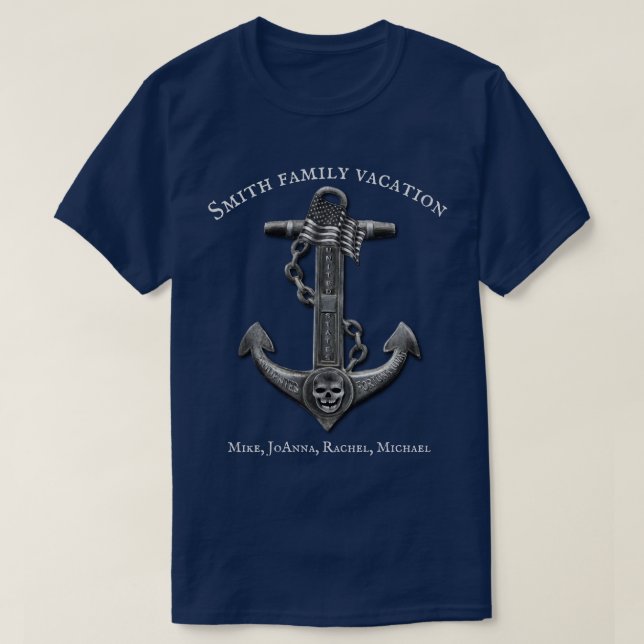 Patriotic American  anchor nautical personalized T-Shirt (Design Front)