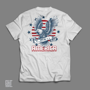 Patriotic American Bald Eagle 1776 USA Flag Vintag T-Shirt