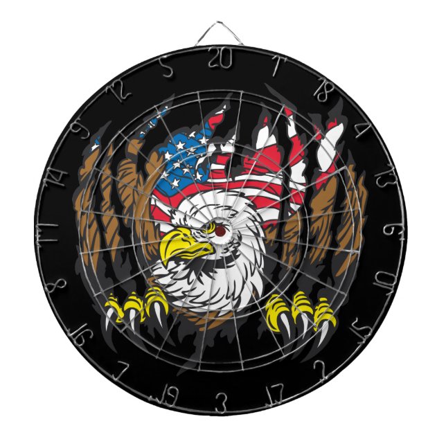 Patriotic American Bald Eagle USA Flag Dartboard (Front)