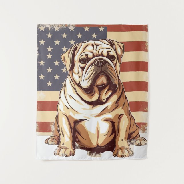 Patriotic American bulldog Tapestry (Front)