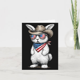 Patriotic American Bunny Cowboy Face Easter Day Card
