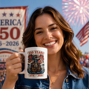 Patriotic American Cat 250 Years 1776-2026 Coffee Mug