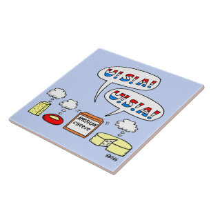 Patriotic American Cheese USA Humourous Tile