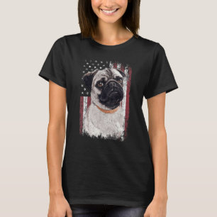 Patriotic American Chinese Pug Dog USA Flag T-Shirt