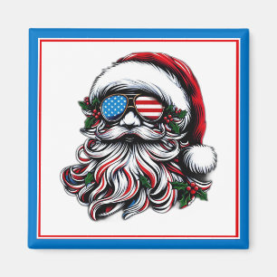 Patriotic/American Christmas Santa Magnet