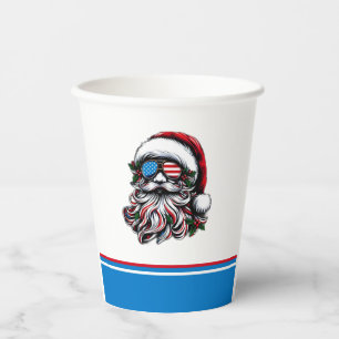 Patriotic/American Christmas Santa Paper Cups