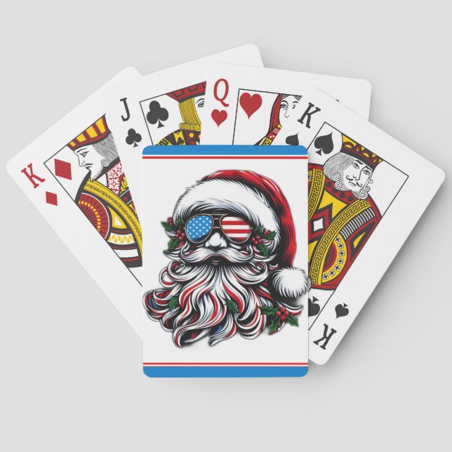 Patriotic/American Christmas Santa Playing Cards (Back)