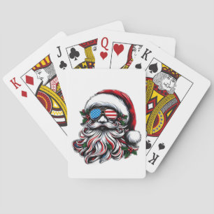 Patriotic/American Christmas Santa Playing Cards