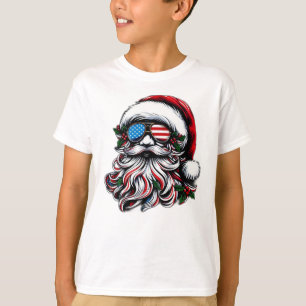 Patriotic/American Christmas Santa T-Shirt