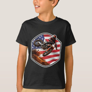 Patriotic american dirt bike rider motocross T-Shirt