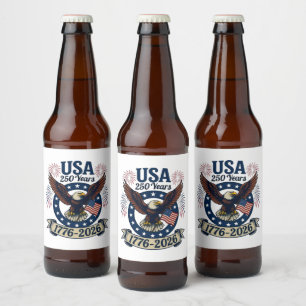 Patriotic American Eagle 250 Years 1776-2026 Beer Bottle Label