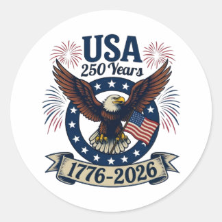 Patriotic American Eagle 250 Years 1776-2026 Classic Round Sticker
