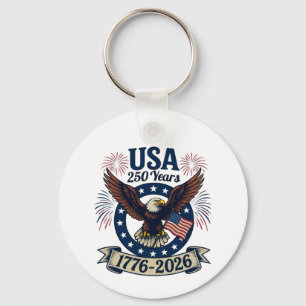 Patriotic American Eagle 250 Years 1776-2026 Keychain