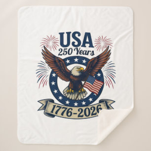 Patriotic American Eagle 250 Years 1776-2026 Sherpa Blanket