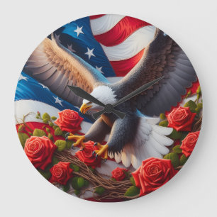 Patriotic American Eagle Clock