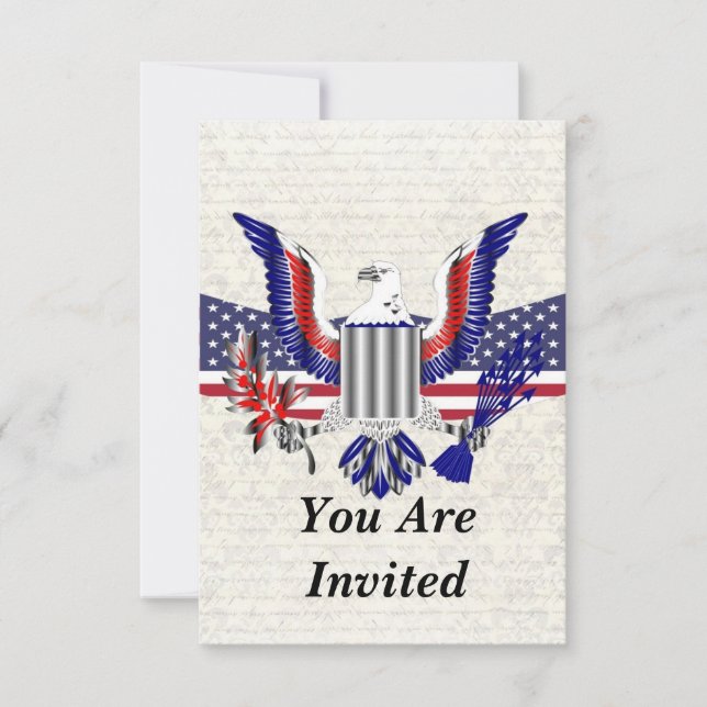 Patriotic American eagle & flag Invitation (Front)