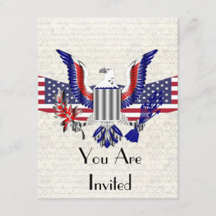 Patriotic American eagle & flag Invitation
