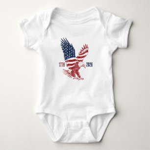 Patriotic American Eagle Happy 250th Anniversary Baby Bodysuit