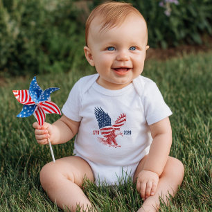 Patriotic American Eagle Happy 250th Anniversary Baby Bodysuit