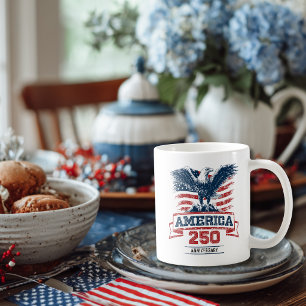Patriotic American Eagle Happy 250th Anniversary Coffee Mug