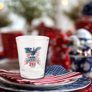Patriotic American Eagle Happy 250th Anniversary Shot Glass