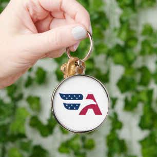 Patriotic American Eagle Letter A Flag Keychain