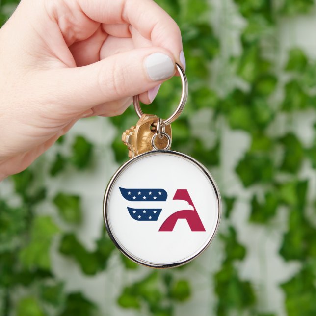 Patriotic American Eagle Letter A Flag Keychain (Hand)
