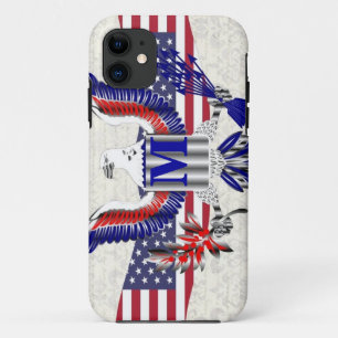 Patriotic American eagle personalized monogram iPhone 11 Case