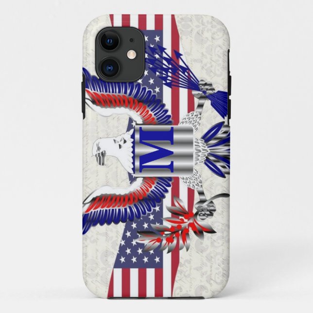 Patriotic American eagle personalized monogram Case-Mate iPhone Case (Back)