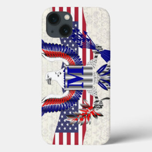 Patriotic American eagle personalized monogram iPhone 13 Case