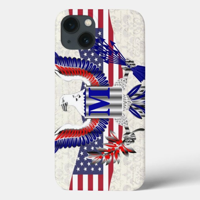 Patriotic American eagle personalized monogram Case-Mate iPhone Case (Back)