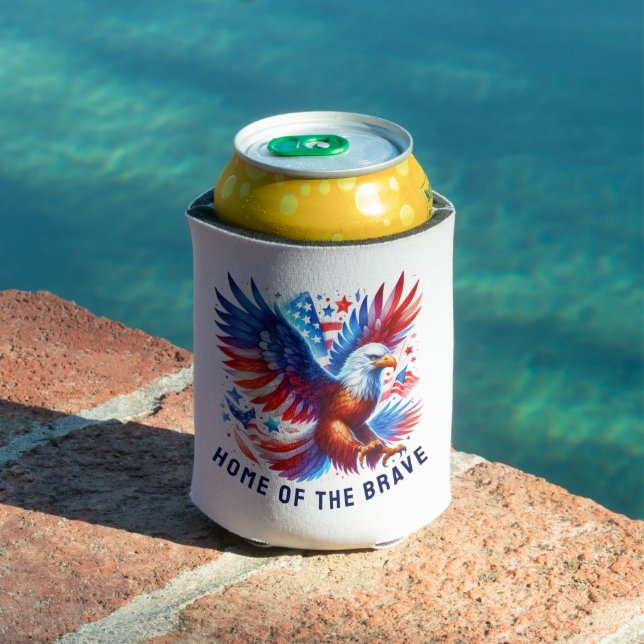 Patriotic American Eagle Red White Blue Can Cooler (In Situ Pool)