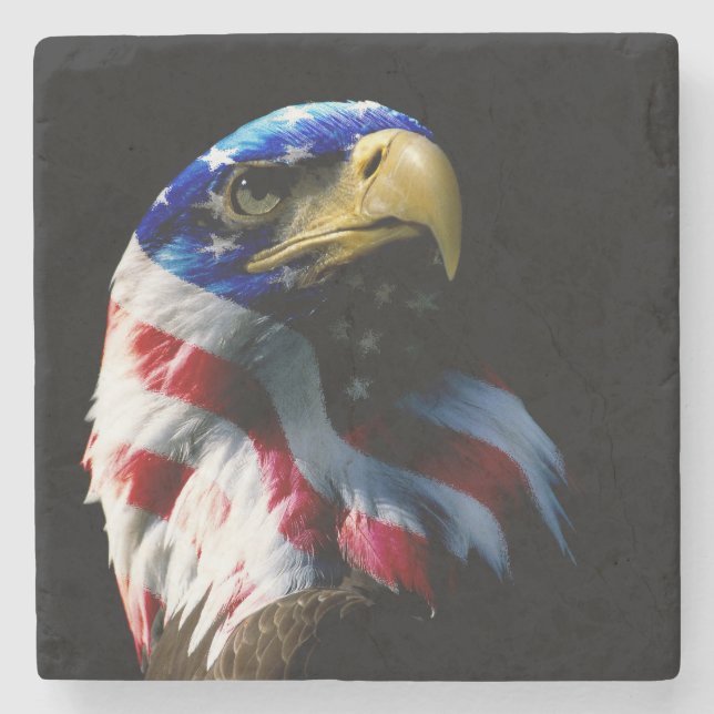 Patriotic American Eagle Stone Coaster (Front)