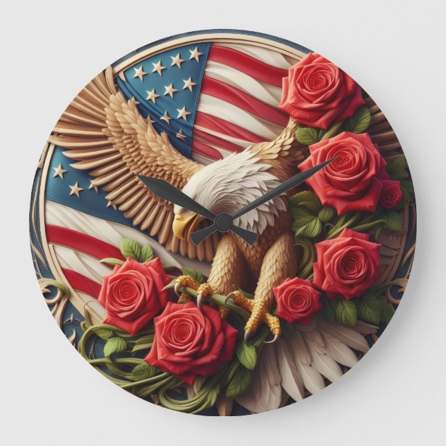 Patriotic American Eagle Wall Clock (Front)